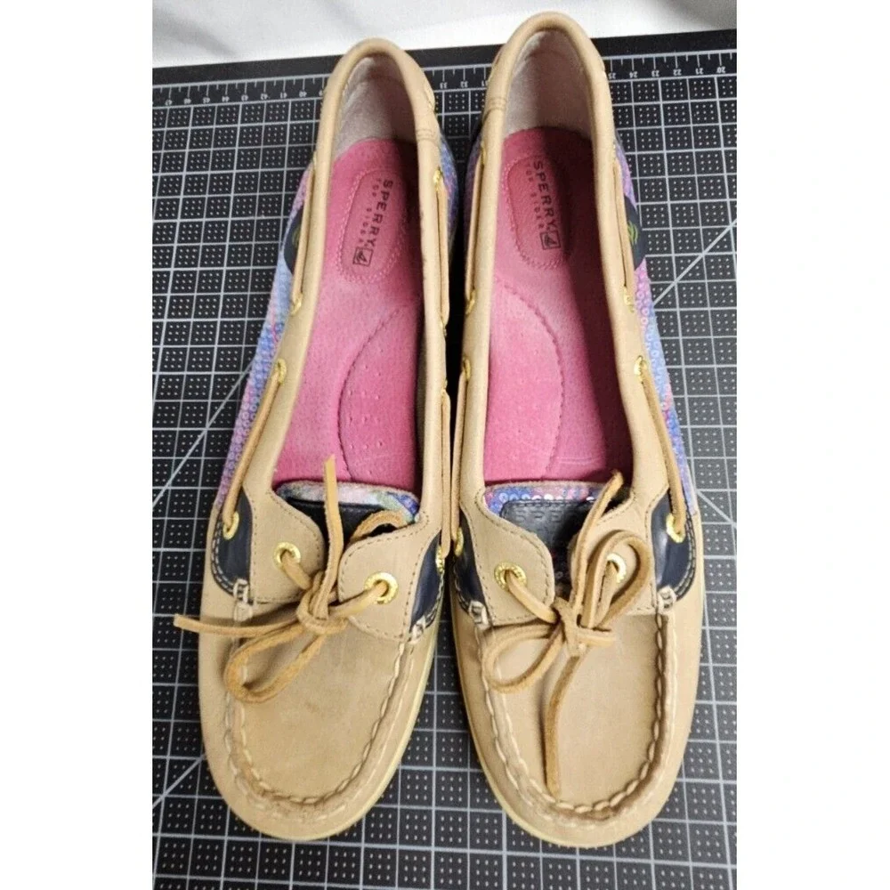 Sperry top‎ sider Ellis boat shoe w/sequins leather upper Sz 9M